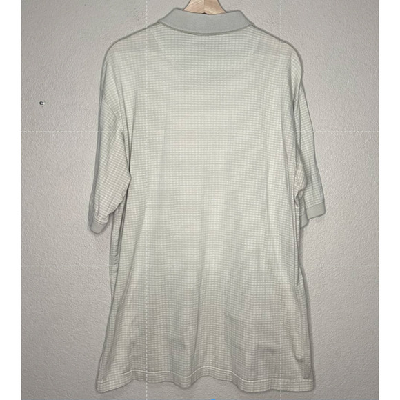 AM Player Shirt Cream White Checked Collared Button Cotton Golf Polo Size Large - Picture 9 of 11